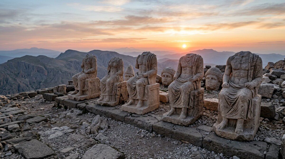 Nemrut Dağı doğu teras Kommagene tanrı heykelleri