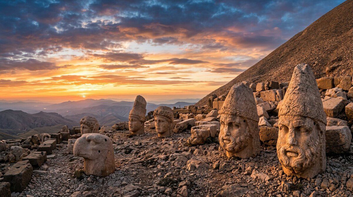 Nemrut Dağı zirvesi dev heykeller gün doğumu